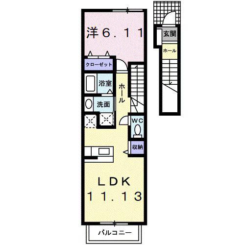 アルコバレーノI(1LDK/2階)の間取り写真