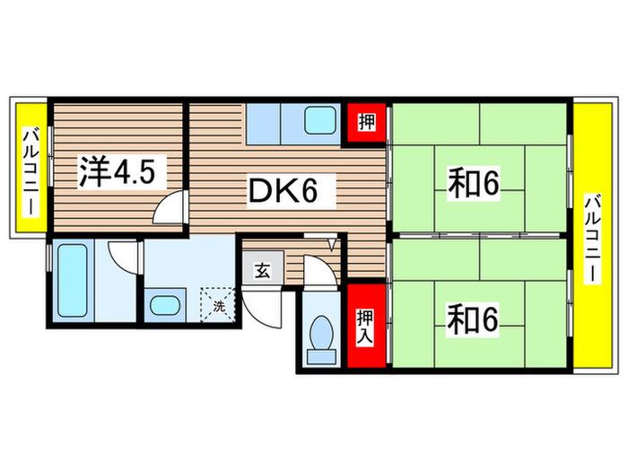 サンパティオ(3DK/2階)の間取り写真