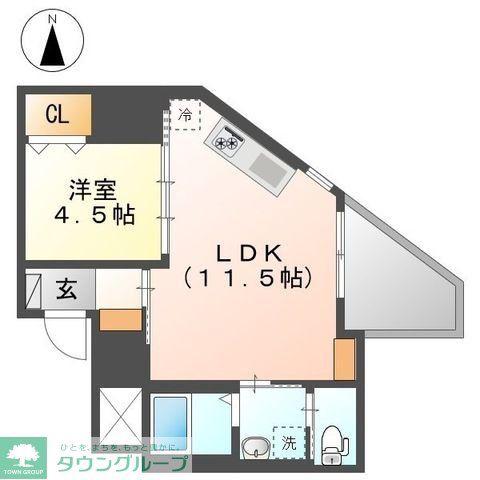 BONHEUR DEAR COURT(1LDK/11階)の間取り写真