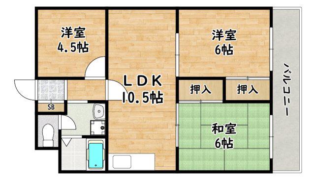 シティハイツ七松(3LDK/3階)の間取り写真