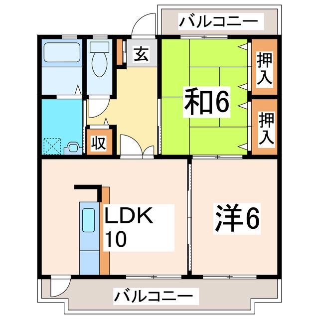 ハーベストパレス(2LDK/3階)の間取り写真