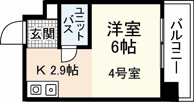 CALM東観音(ワンルーム/5階)の間取り写真