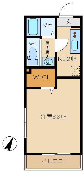 フェリィシティ(1K/2階)の間取り写真