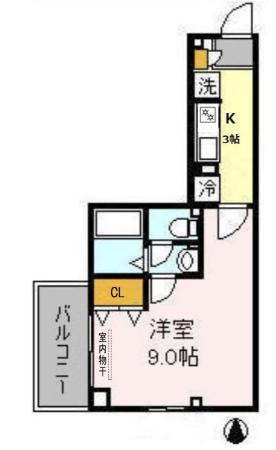 LE CIEL(1K/2階)の間取り写真
