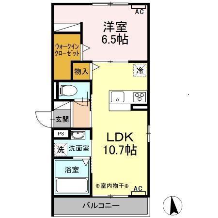 マーメゾン 東田中(1LDK/2階)の間取り写真
