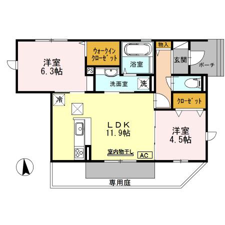 グレイス(2LDK/1階)の間取り写真