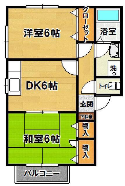 シャトー久右エ門(2DK/2階)の間取り写真