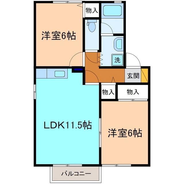 フォンターナS・Y(2LDK/1階)の間取り写真