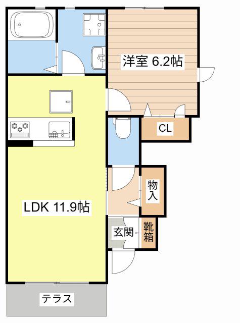 セントリビエ南彦根(1LDK/1階)の間取り写真