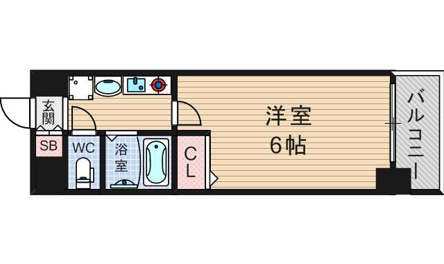 エステムコート難波サウスプレイス(1K/6階)の間取り写真