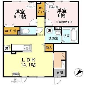 D-ROOM東札幌(2LDK/1階)の間取り写真
