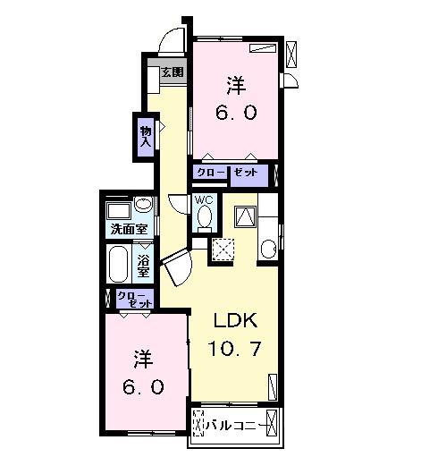 CLEMENT(2LDK/1階)の間取り写真