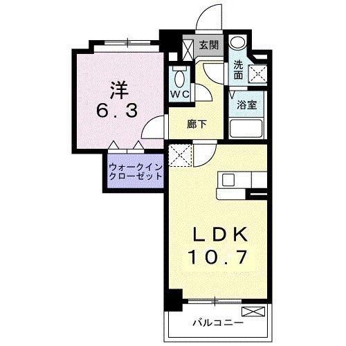 ハッピーメゾン VI(1LDK/4階)の間取り写真