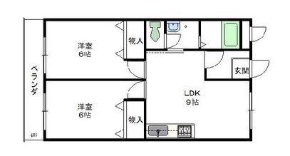 レオハイム木屋(2LDK/3階)の間取り写真