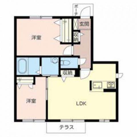 ジオ亀岩S(2LDK/1階)の間取り写真