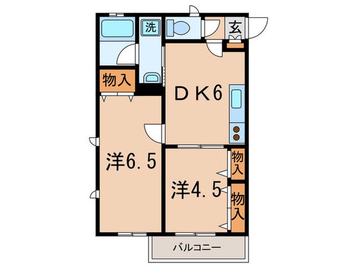 ウェルハウス東大井A棟(2DK/2階)の間取り写真