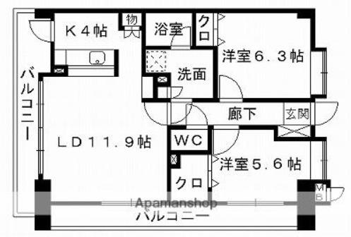 コンフォート・エム(2LDK/4階)の間取り写真