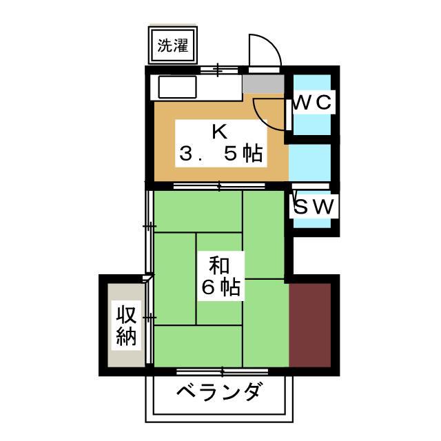やよい荘(1K/2階)の間取り写真