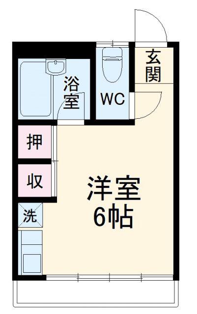 早川グリーンハイツ(ワンルーム/2階)の間取り写真