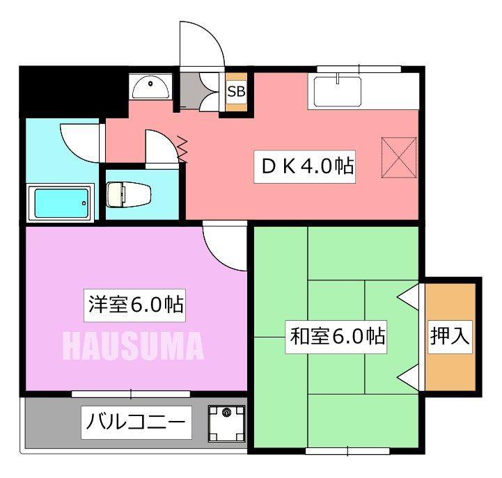 大塚ビル(2K/2階)の間取り写真