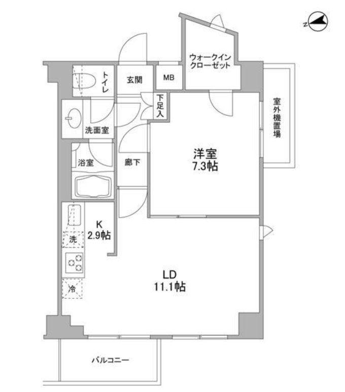 コンフォリア東中野ドゥ(1LDK/8階)の間取り写真
