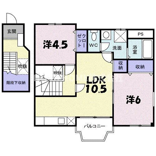 コーポ篠山(2LDK/2階)の間取り写真