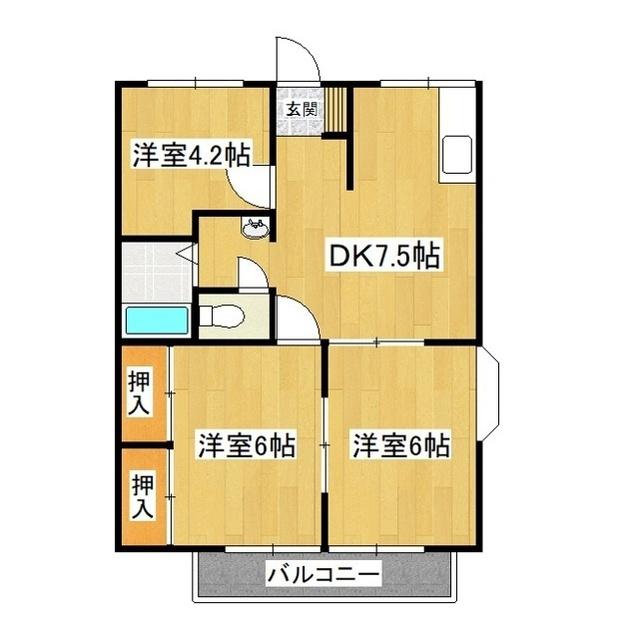 エステートピア春日C(3DK/1階)の間取り写真