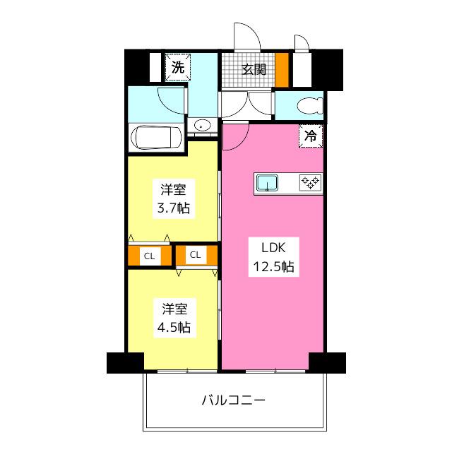 エフパルク高宮II(2LDK/8階)の間取り写真