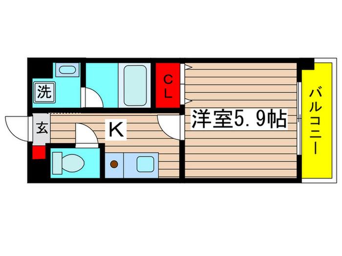 コンドミニオ内田橋(1K/3階)の間取り写真