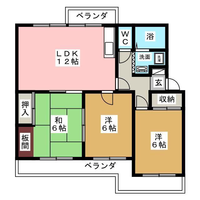 コーポサンシャイン(3LDK/2階)の間取り写真