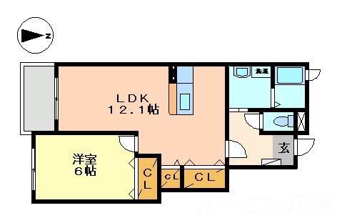 サンハイツ3(1LDK/1階)の間取り写真