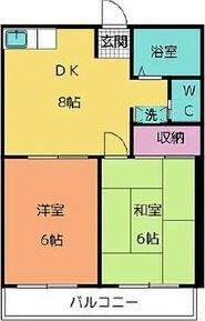TAKAハイツ(2DK/1階)の間取り写真