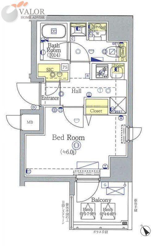 SHOKEN RESIDENCE横浜鶴見IV(1K/8階)の間取り写真