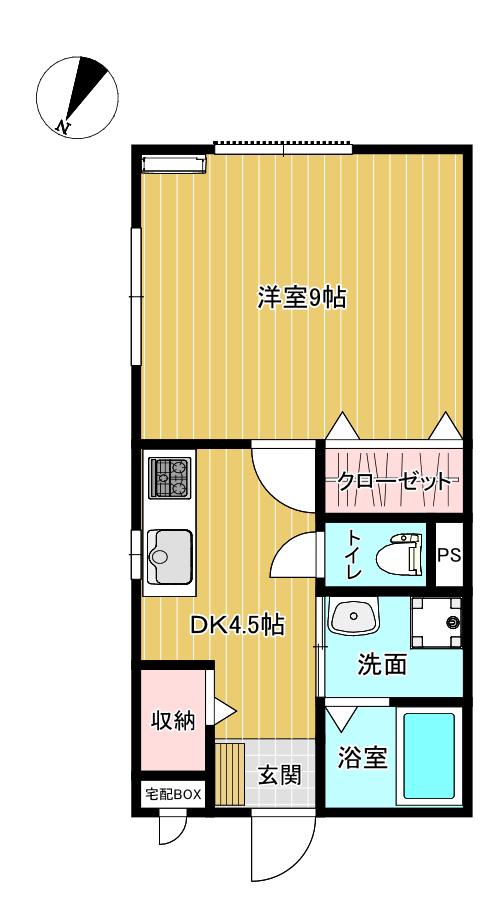 PARK HILLS(1DK/1階)の間取り写真