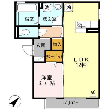 プルミエール(1LDK/2階)の間取り写真