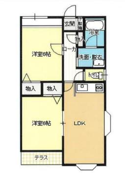 プレステージ東村山(2LDK/1階)の間取り写真