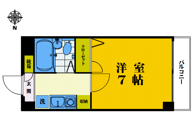 ライフパル中野(1K/3階)の間取り写真