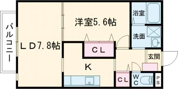 シエナフローラI番館(1LDK/2階)の間取り写真