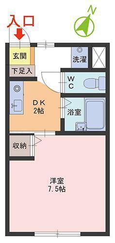 コロナハイツ2(1DK/2階)の間取り写真