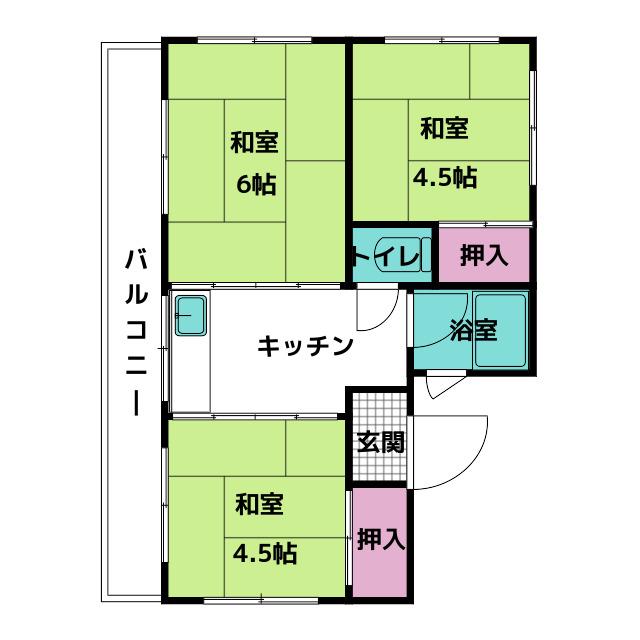 長瀬ハイツ(3K/3階)の間取り写真