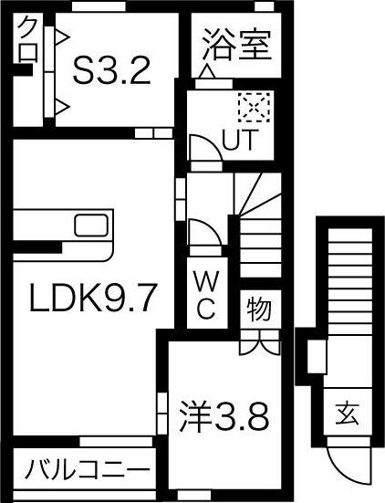 BEL POSTO 星が丘 B棟(1SLDK/2階)の間取り写真