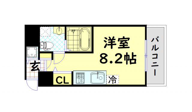 ベルエ難波西(ワンルーム/3階)の間取り写真
