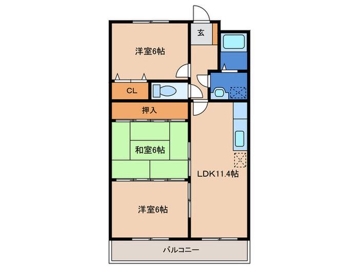 クレール・コモII(3LDK/2階)の間取り写真