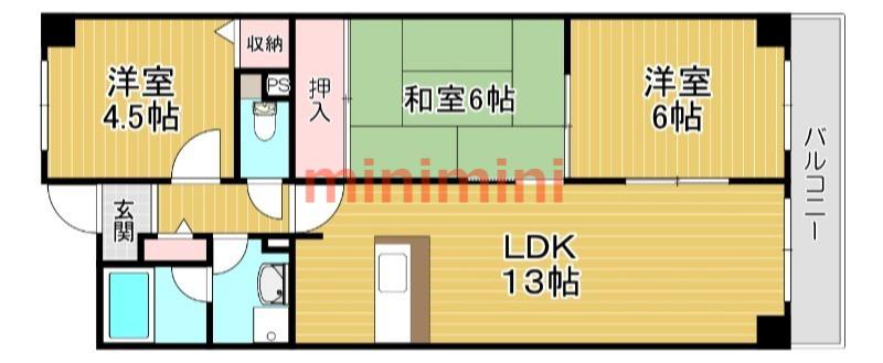 クレール舟木(3LDK/1階)の間取り写真