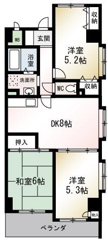 グランドールヒル(3DK/2階)の間取り写真
