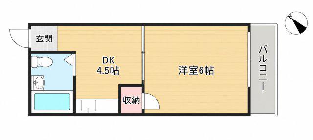 サンハイツ中村(1DK/2階)の間取り写真