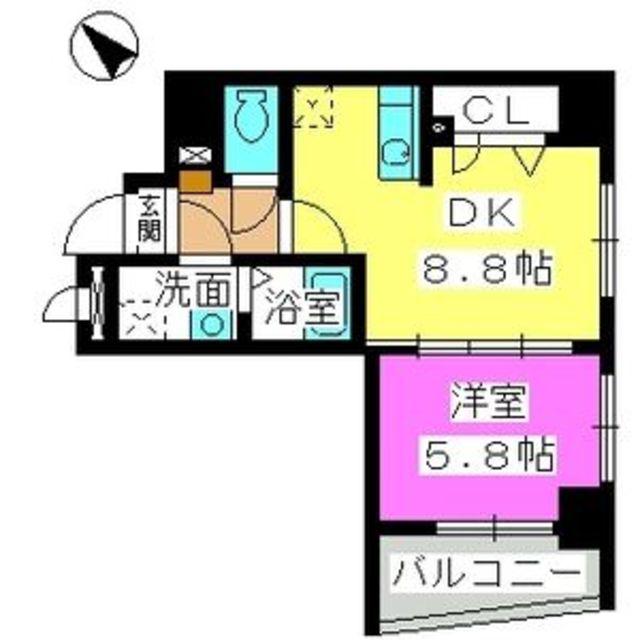 スーペリアニューハイム薬院(1LDK/5階)の間取り写真