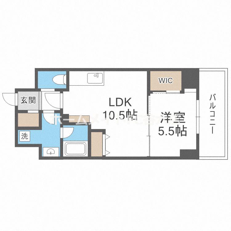 ONE O ONE 内代(1LDK/7階)の間取り写真