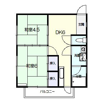 呉宮原ビル(2DK/2階)の間取り写真