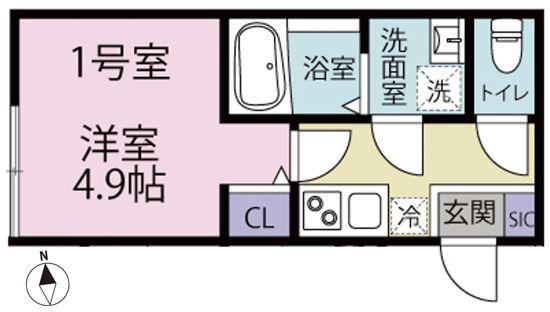 パークメゾン鷺沼(1K/2階)の間取り写真